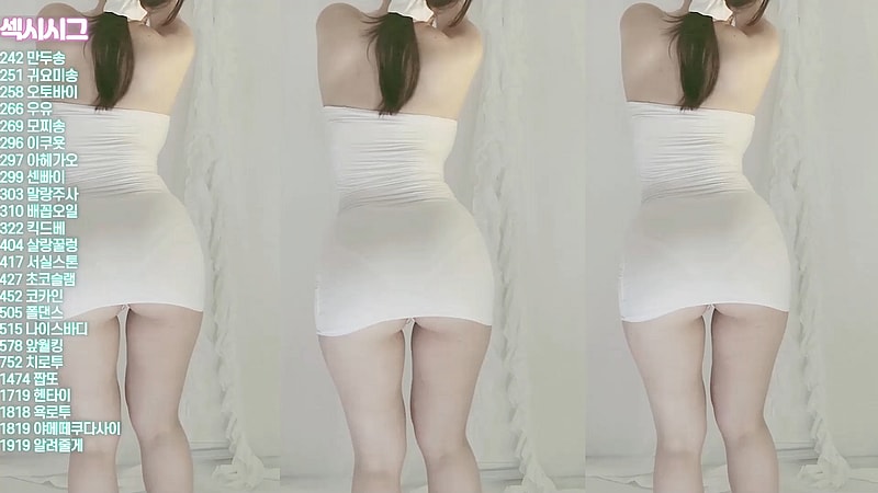 흰색 짧은 원피스 엉밑살 BJㅅ실 몸매 1티어