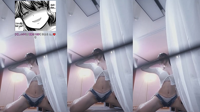 BJ겨ㅇㄷ 흰색 팬티가 보이는 청반바지 핫팬츠