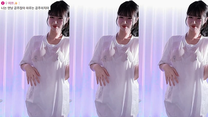 노브라 꼭튀 젖은 흰색 티셔츠 BJㅅ봄 꼴잘알