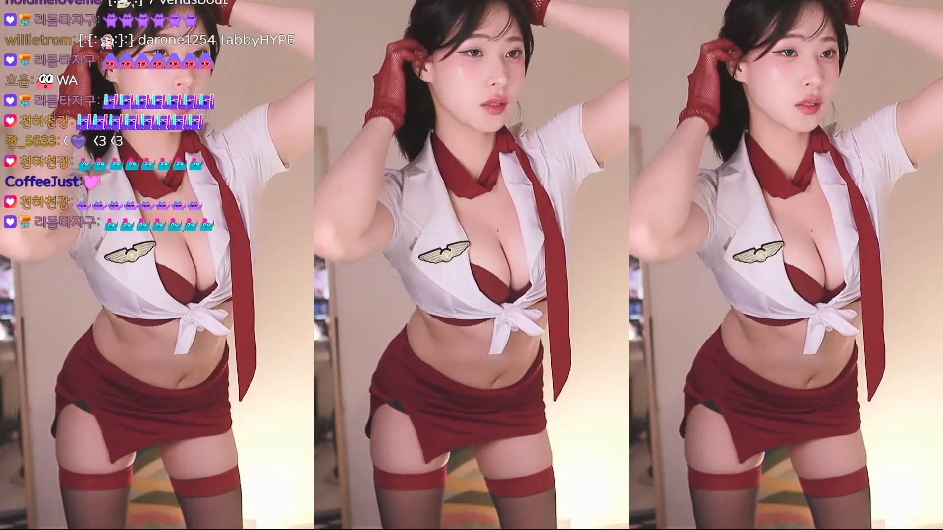 빨간 코스프레 검스 복장 BJㅁㅇ츄 가슴골
