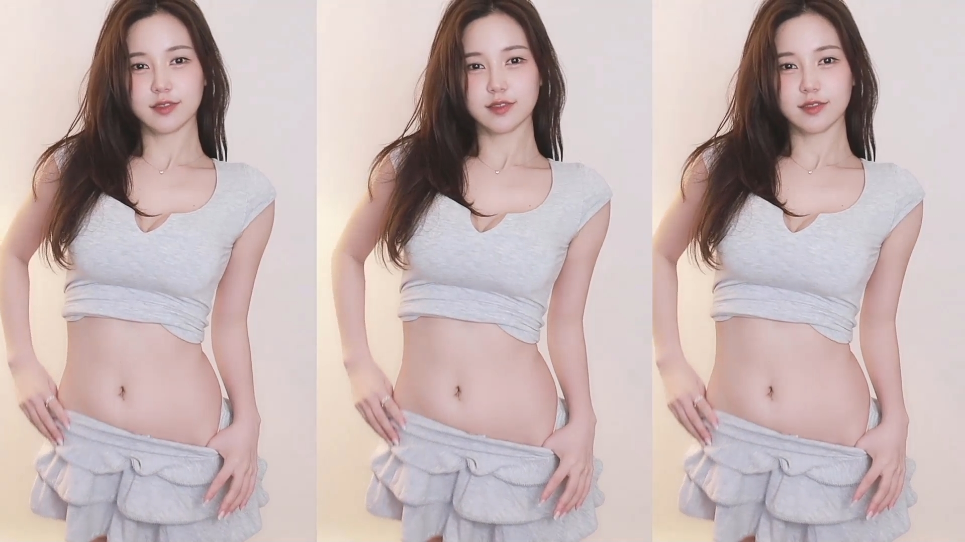 귀욤섹시 BJㅎ정 회색 짧은 치마 속바지