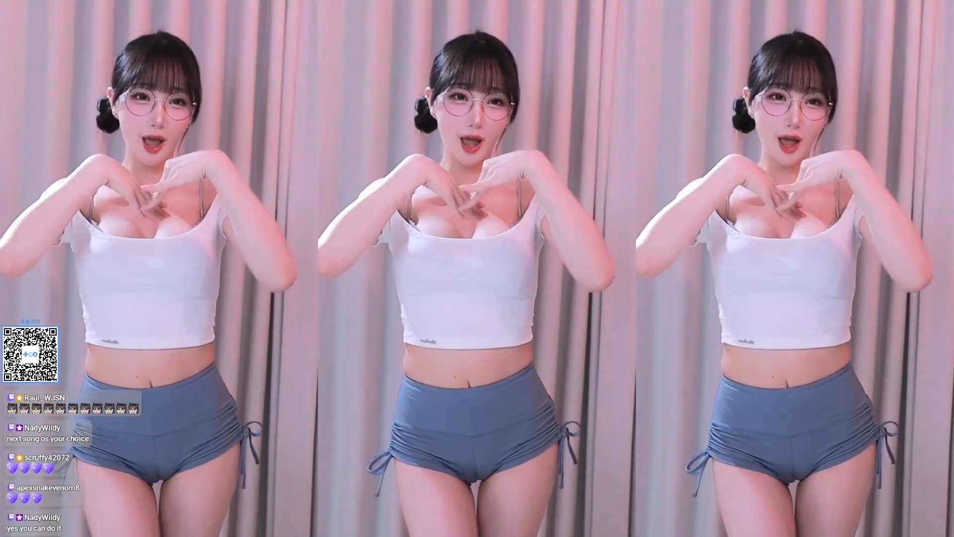 안경 쓴 BJ우ㅈX4 핫팬츠 보톰이 도끼 라인