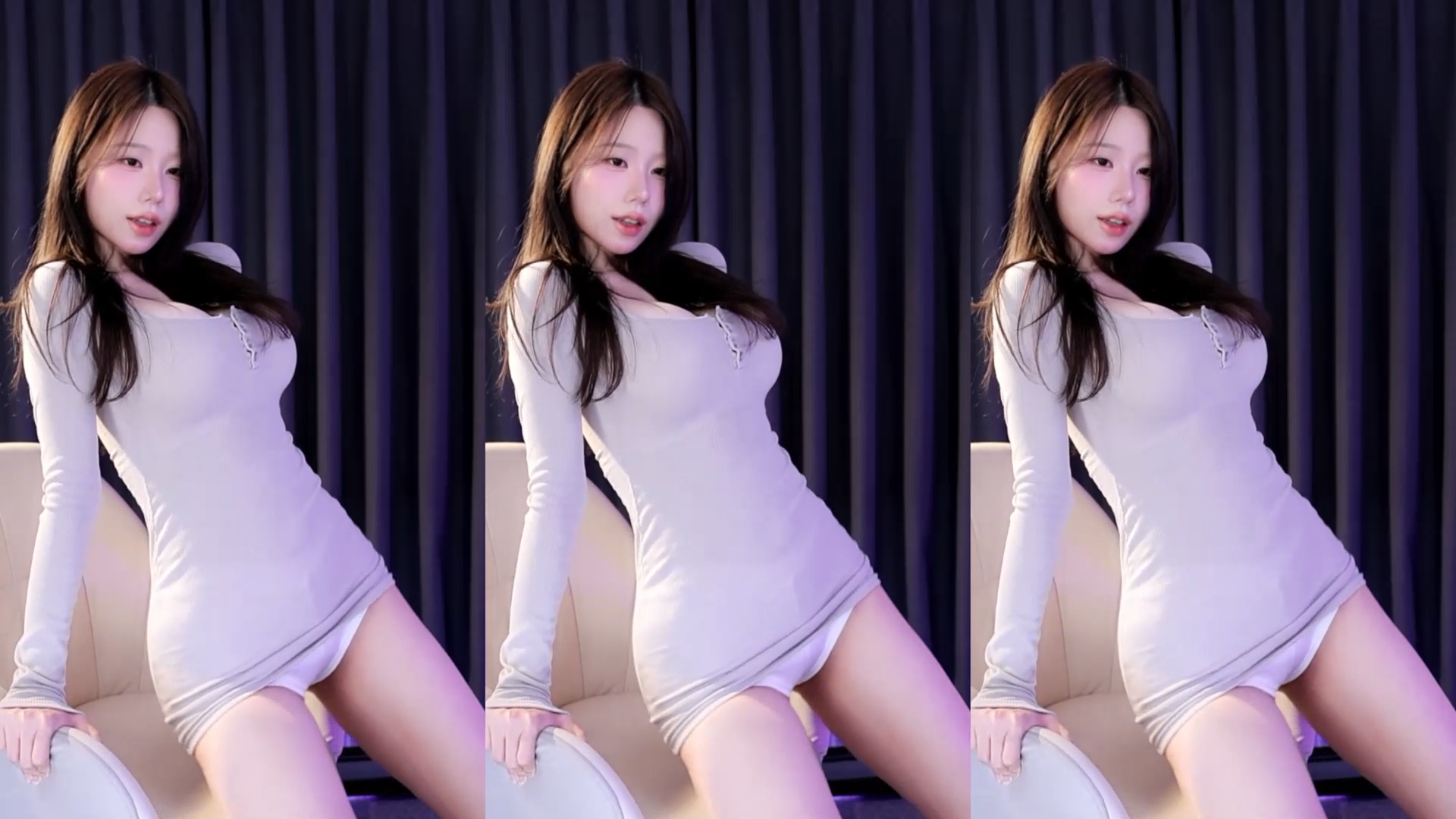 타이트한 회색 원피스 하얀 속바지 BJㅎㅇ파