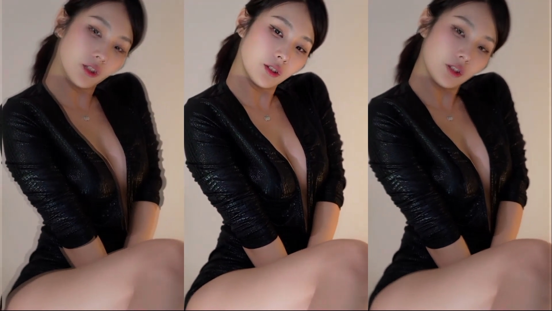 요염하게 생긴 BJㅈ쨩 가슴골 파인 점프수트